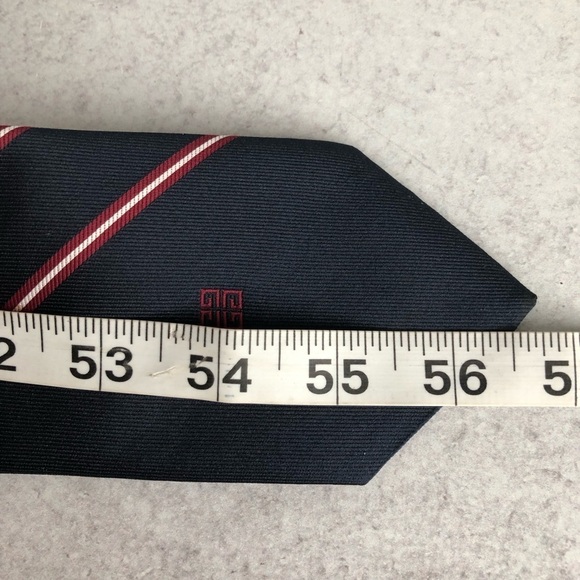 Givenchy Gentlemen Paris Mens Tie Navy Blue Red And White Stripe - Picture 11 of 13